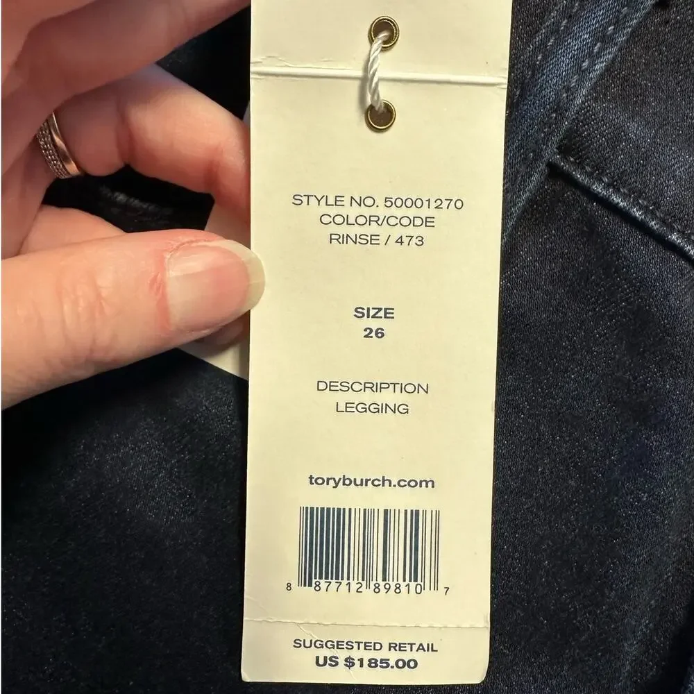 NWT Tory Burch Dark Wash Skinny Legging Jeans Womens 26 Stretch Designer Denim